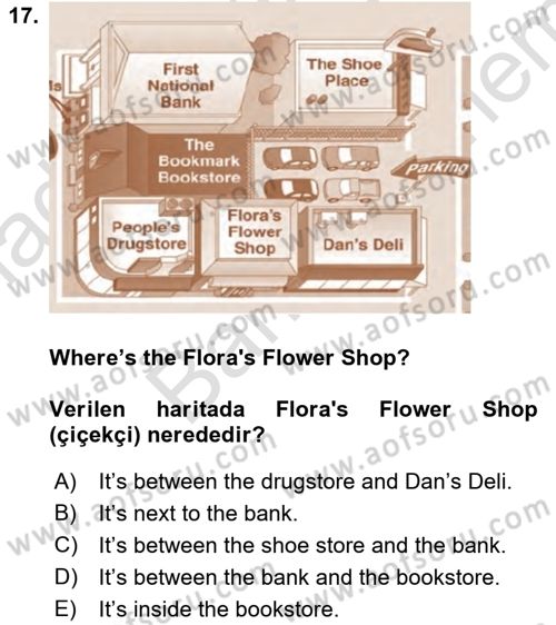 İngilizce 2 Dersi 2021 - 2022 Yılı (Final) Dönem Sonu Sınav Soruları 17. Soru