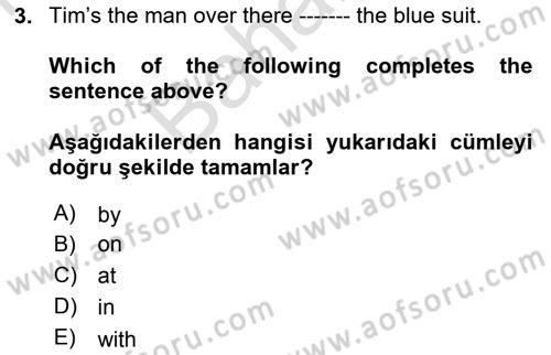 İngilizce 2 Dersi 2021 - 2022 Yılı (Final) Dönem Sonu Sınav Soruları 3. Soru