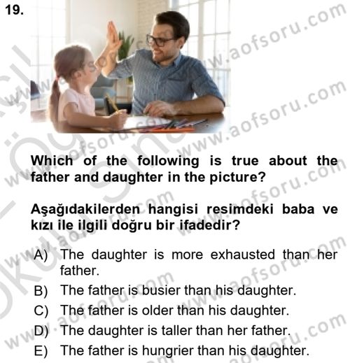 İngilizce 2 Dersi 2021 - 2022 Yılı Yaz Okulu Sınav Soruları 19. Soru