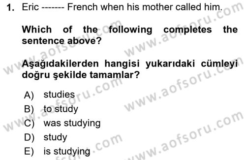 İngilizce 2 Dersi 2022 - 2023 Yılı (Final) Dönem Sonu Sınav Soruları 1. Soru