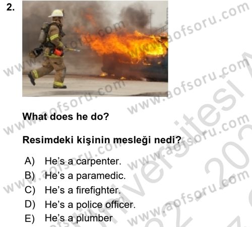 İngilizce 2 Dersi 2022 - 2023 Yılı Yaz Okulu Sınav Soruları 2. Soru