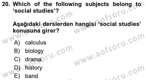 İngilizce 2 Dersi 2023 - 2024 Yılı (Vize) Ara Sınav Soruları 20. Soru