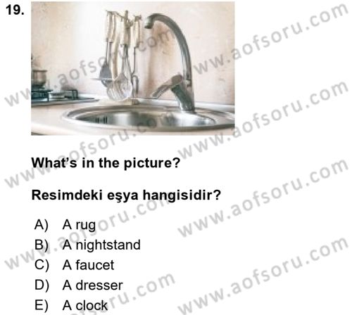İngilizce 2 Dersi 2023 - 2024 Yılı (Final) Dönem Sonu Sınav Soruları 19. Soru