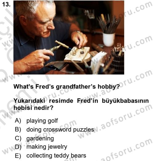 İngilizce 2 Dersi 2024 - 2025 Yılı (Vize) Ara Sınav Soruları 13. Soru
