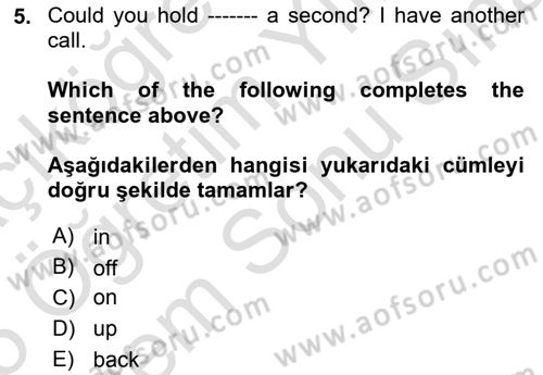 İngilizce 2 Dersi 2024 - 2025 Yılı (Final) Dönem Sonu Sınav Soruları 5. Soru