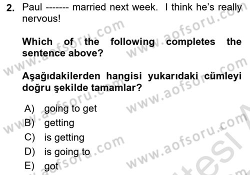 İngilizce 2 Dersi 2024 - 2025 Yılı Yaz Okulu Sınav Soruları 2. Soru