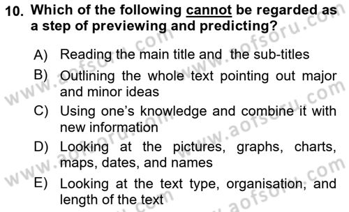 Communication Skills And Academic Reporting 1 Dersi 2022 - 2023 Yılı (Vize) Ara Sınav Soruları 10. Soru