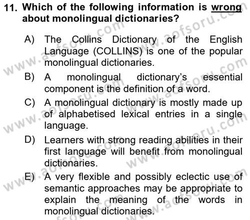 Communication Skills And Academic Reporting 1 Dersi 2022 - 2023 Yılı (Vize) Ara Sınav Soruları 11. Soru