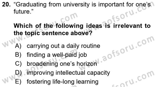 Communication Skills And Academic Reporting 1 Dersi 2022 - 2023 Yılı (Vize) Ara Sınavı 20. Soru