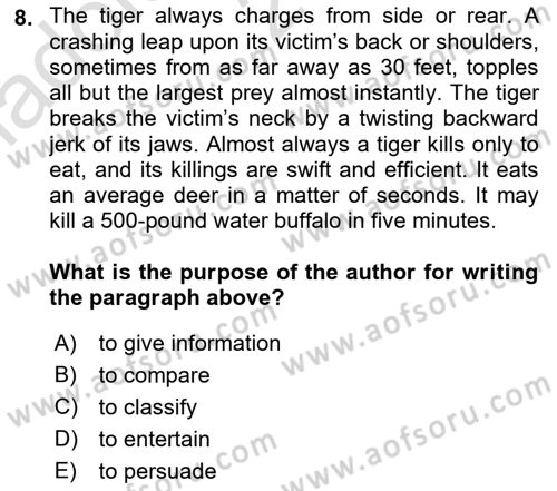 Communication Skills And Academic Reporting 1 Dersi 2022 - 2023 Yılı (Vize) Ara Sınav Soruları 8. Soru