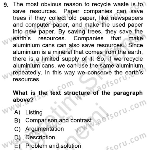 Communication Skills And Academic Reporting 1 Dersi 2022 - 2023 Yılı (Vize) Ara Sınav Soruları 9. Soru