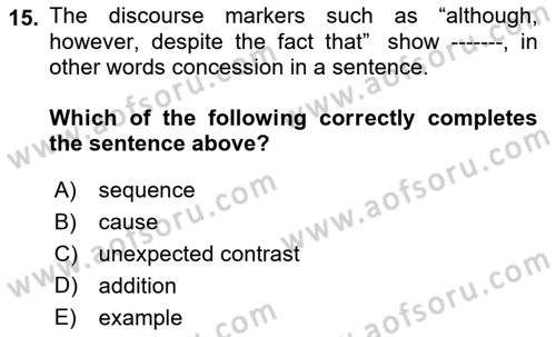 Communication Skills And Academic Reporting 1 Dersi 2022 - 2023 Yılı (Final) Dönem Sonu Sınav Soruları 15. Soru