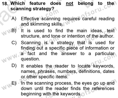 Communication Skills And Academic Reporting 1 Dersi 2022 - 2023 Yılı (Final) Dönem Sonu Sınav Soruları 18. Soru