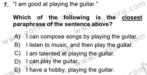 Communication Skills And Academic Reporting 1 Dersi 2022 - 2023 Yılı (Final) Dönem Sonu Sınav Soruları 7. Soru