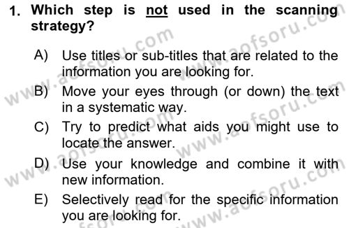 Communication Skills And Academic Reporting 1 Dersi 2022 - 2023 Yılı Yaz Okulu Sınav Soruları 1. Soru