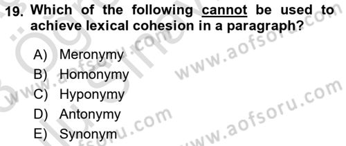 Communication Skills And Academic Reporting 1 Dersi 2022 - 2023 Yılı Yaz Okulu Sınav Soruları 19. Soru