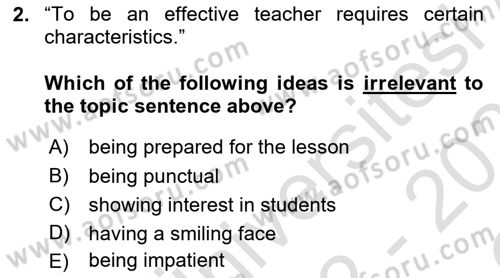 Communication Skills And Academic Reporting 1 Dersi 2022 - 2023 Yılı Yaz Okulu Sınav Soruları 2. Soru