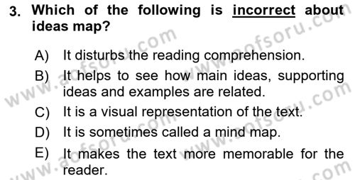 Communication Skills And Academic Reporting 1 Dersi 2022 - 2023 Yılı Yaz Okulu Sınav Soruları 3. Soru