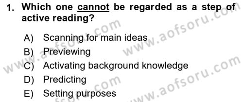 Communication Skills And Academic Reporting 1 Dersi 2023 - 2024 Yılı (Vize) Ara Sınav Soruları 1. Soru