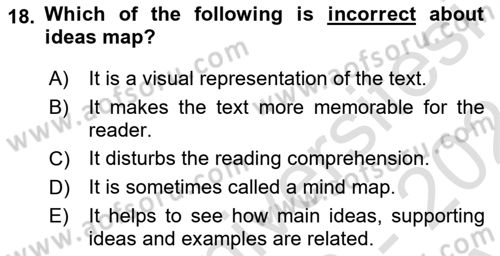 Communication Skills And Academic Reporting 1 Dersi 2023 - 2024 Yılı (Vize) Ara Sınav Soruları 18. Soru