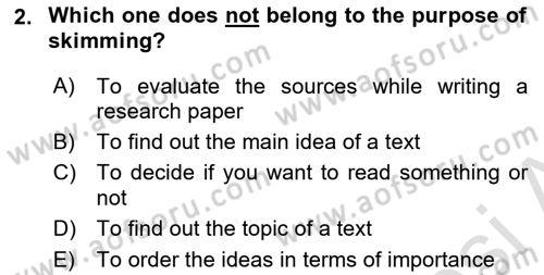Communication Skills And Academic Reporting 1 Dersi 2023 - 2024 Yılı (Vize) Ara Sınav Soruları 2. Soru
