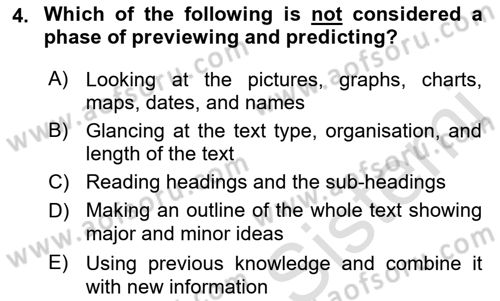 Communication Skills And Academic Reporting 1 Dersi 2023 - 2024 Yılı (Vize) Ara Sınav Soruları 4. Soru