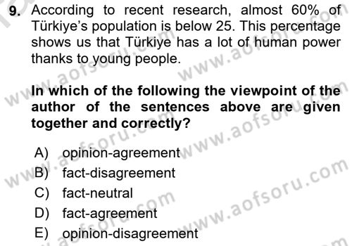Communication Skills And Academic Reporting 1 Dersi 2023 - 2024 Yılı (Vize) Ara Sınav Soruları 9. Soru