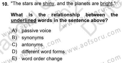 Communication Skills And Academic Reporting 1 Dersi 2023 - 2024 Yılı (Final) Dönem Sonu Sınav Soruları 10. Soru
