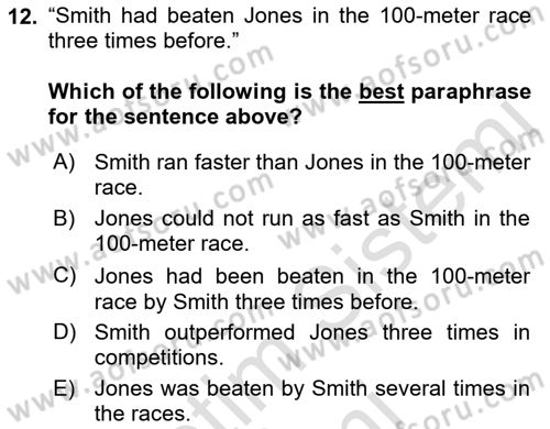 Communication Skills And Academic Reporting 1 Dersi 2023 - 2024 Yılı (Final) Dönem Sonu Sınav Soruları 12. Soru