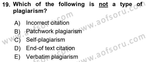 Communication Skills And Academic Reporting 1 Dersi 2023 - 2024 Yılı (Final) Dönem Sonu Sınav Soruları 19. Soru