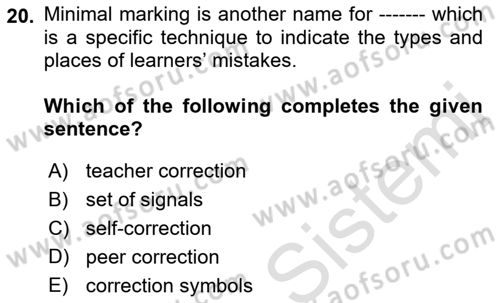Communication Skills And Academic Reporting 1 Dersi 2023 - 2024 Yılı (Final) Dönem Sonu Sınav Soruları 20. Soru