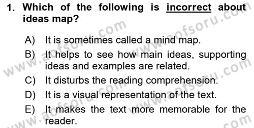 Communication Skills And Academic Reporting 1 Dersi 2023 - 2024 Yılı Yaz Okulu Sınav Soruları 1. Soru