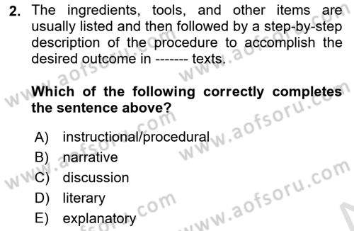 Communication Skills And Academic Reporting 1 Dersi 2023 - 2024 Yılı Yaz Okulu Sınav Soruları 2. Soru