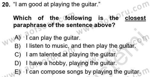Communication Skills And Academic Reporting 1 Dersi 2023 - 2024 Yılı Yaz Okulu Sınav Soruları 20. Soru