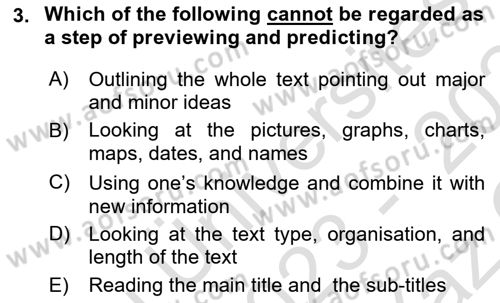 Communication Skills And Academic Reporting 1 Dersi 2023 - 2024 Yılı Yaz Okulu Sınav Soruları 3. Soru