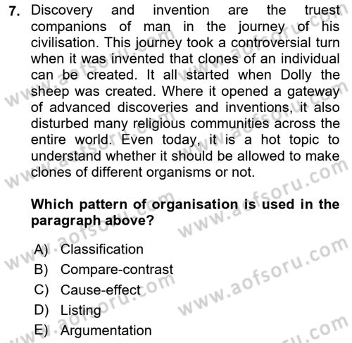 Communication Skills And Academic Reporting 1 Dersi 2023 - 2024 Yılı Yaz Okulu Sınav Soruları 7. Soru