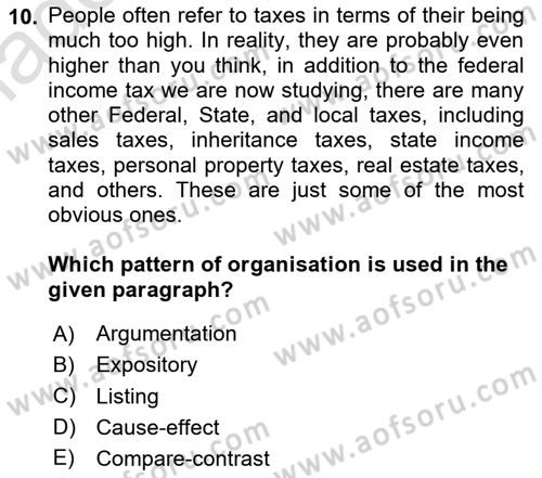 Communication Skills And Academic Reporting 1 Dersi 2024 - 2025 Yılı (Vize) Ara Sınav Soruları 10. Soru