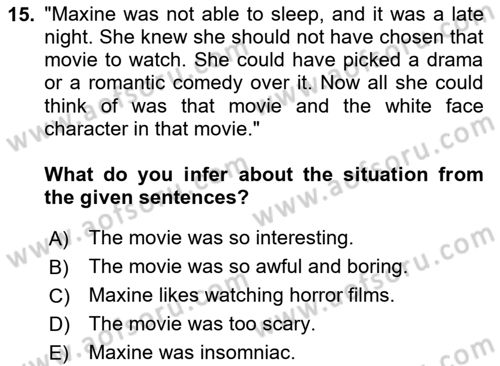 Communication Skills And Academic Reporting 1 Dersi 2024 - 2025 Yılı (Vize) Ara Sınav Soruları 15. Soru