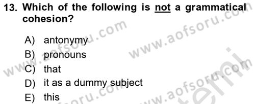 Communication Skills And Academic Reporting 1 Dersi 2024 - 2025 Yılı (Final) Dönem Sonu Sınav Soruları 13. Soru