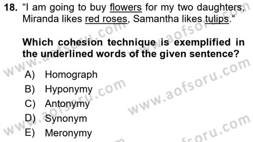 Communication Skills And Academic Reporting 1 Dersi 2024 - 2025 Yılı (Final) Dönem Sonu Sınav Soruları 18. Soru