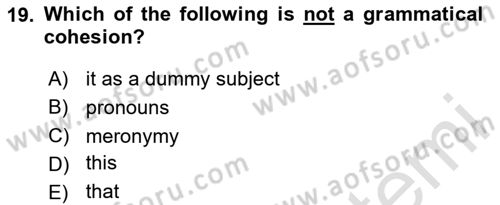 Communication Skills And Academic Reporting 1 Dersi 2024 - 2025 Yılı Yaz Okulu Sınav Soruları 19. Soru