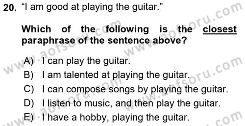 Communication Skills And Academic Reporting 1 Dersi 2024 - 2025 Yılı Yaz Okulu Sınav Soruları 20. Soru