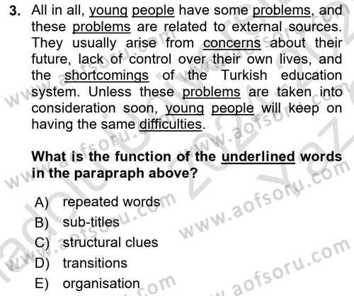Communication Skills And Academic Reporting 1 Dersi 2024 - 2025 Yılı Yaz Okulu Sınav Soruları 3. Soru
