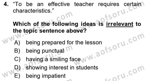 Communication Skills And Academic Reporting 1 Dersi 2024 - 2025 Yılı Yaz Okulu Sınav Soruları 4. Soru
