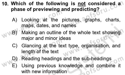 Communication Skills And Academic Reporting 1 Dersi 2025 - 2026 Yılı (Vize) Ara Sınav Soruları 10. Soru