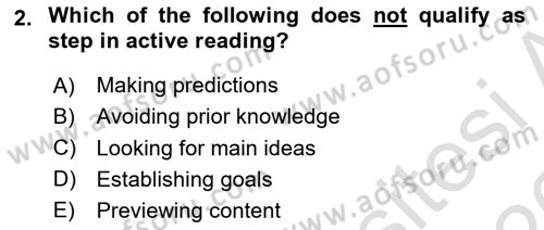 Communication Skills And Academic Reporting 1 Dersi 2025 - 2026 Yılı (Vize) Ara Sınav Soruları 2. Soru
