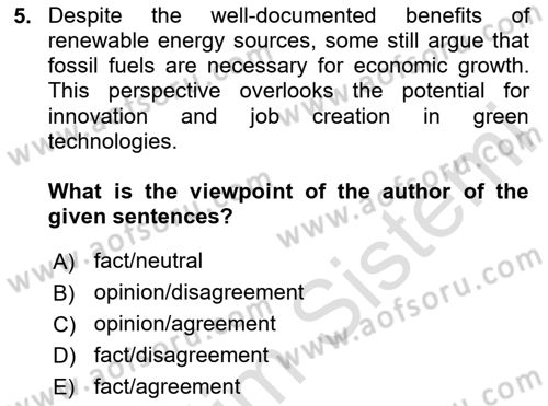 Communication Skills And Academic Reporting 1 Dersi 2025 - 2026 Yılı Yaz Okulu Sınav Soruları 5. Soru