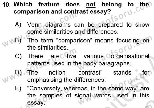 Communication Skills And Academic Reporting 2 Dersi 2022 - 2023 Yılı Yaz Okulu Sınav Soruları 10. Soru