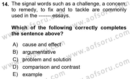 Communication Skills And Academic Reporting 2 Dersi 2022 - 2023 Yılı Yaz Okulu Sınav Soruları 14. Soru