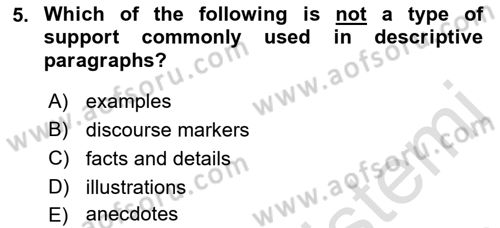 Communication Skills And Academic Reporting 2 Dersi 2022 - 2023 Yılı Yaz Okulu Sınav Soruları 5. Soru
